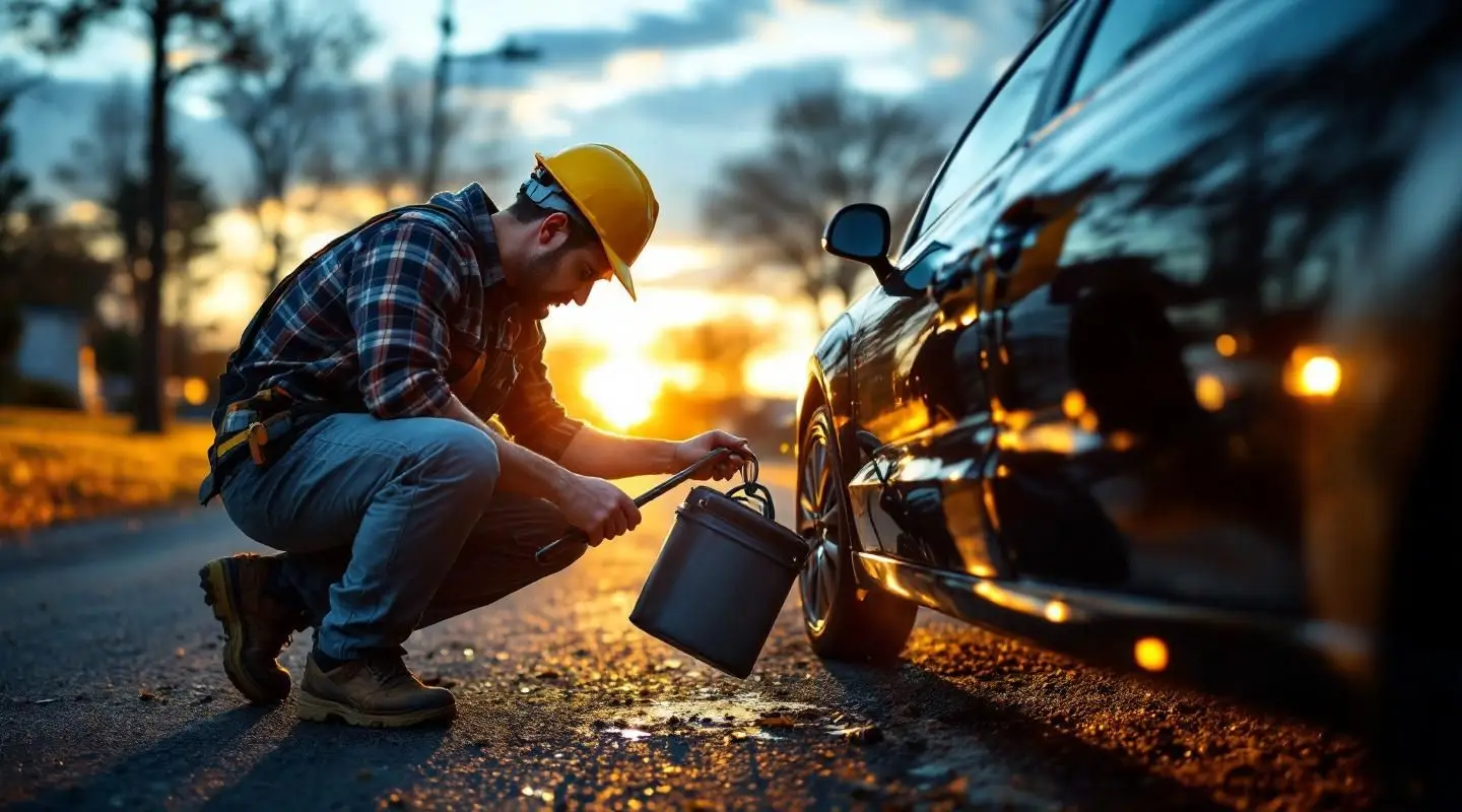 A professional tow operator using specialized lockout tools to safely open a vehicle door in Des Moines.