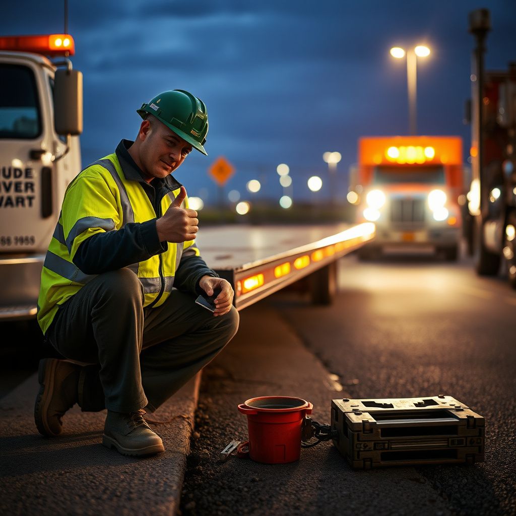 A close-up of a Precision Towing operator professionally securing a vehicle's tires for a safe tow in Ottumwa.